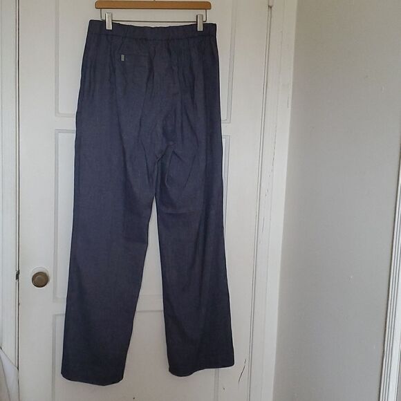 Brochu Walker Olena Pant- Indigo Linen Blend Straight Leg Size L NWT - Picture 4 of 11